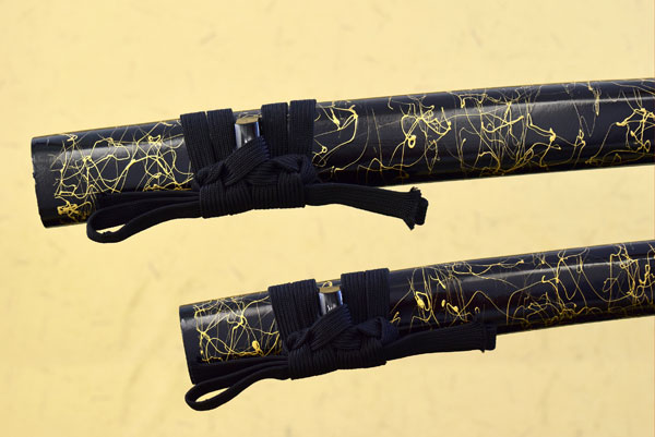 上金雲 黒紐 大刀 小刀セット 模造刀-商品画像