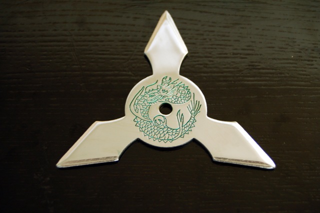 クロムメッキ手裏剣 三光 緑 Mサイズ-商品画像