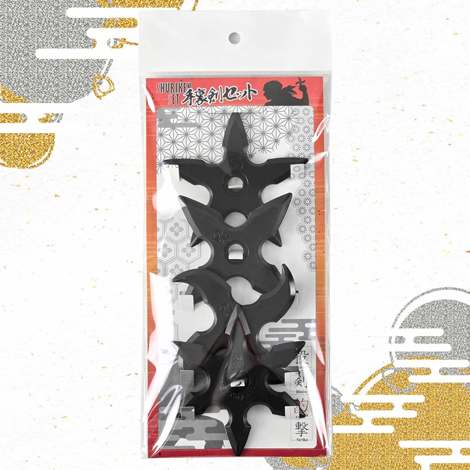 ゴム手裏剣 ブラック 4点セット-商品画像