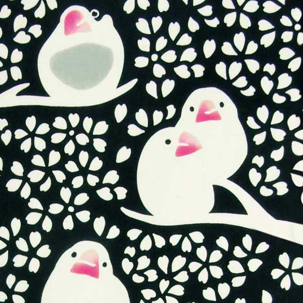 注染手ぬぐい 桜文鳥 生き物 日本製-商品画像