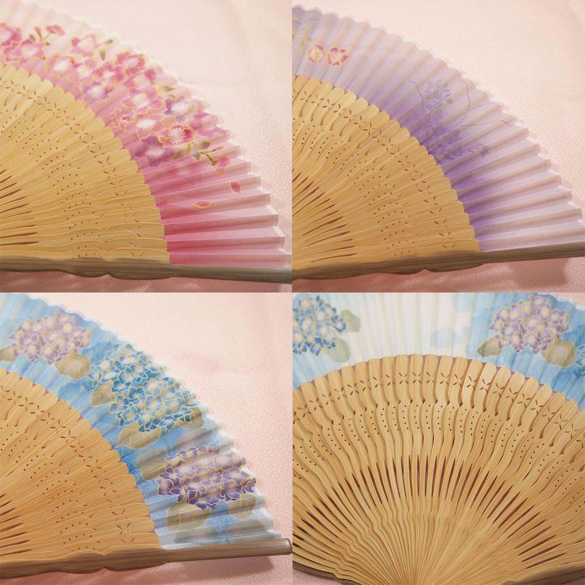 婦人布扇子 優華 扇子箱付　 桜 撫子 紫陽花 -商品画像