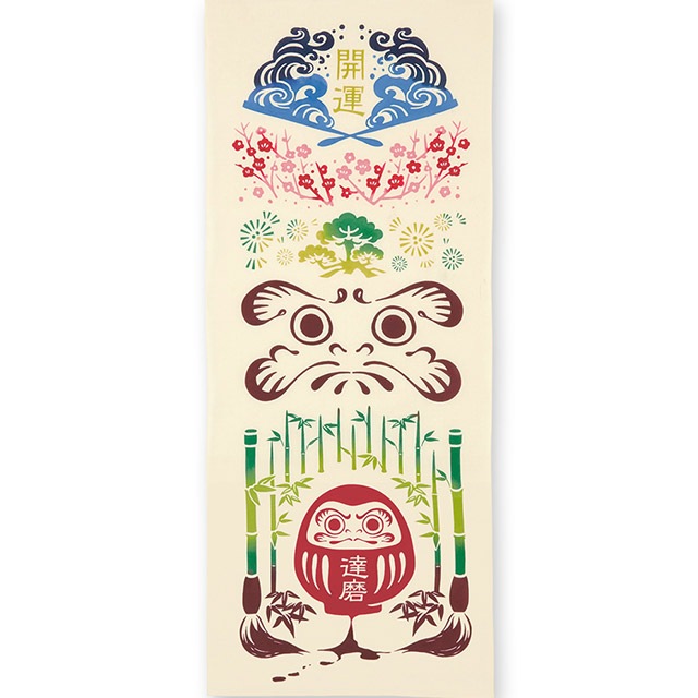 注染手ぬぐい 松竹梅達磨 縁起 日本製-商品画像