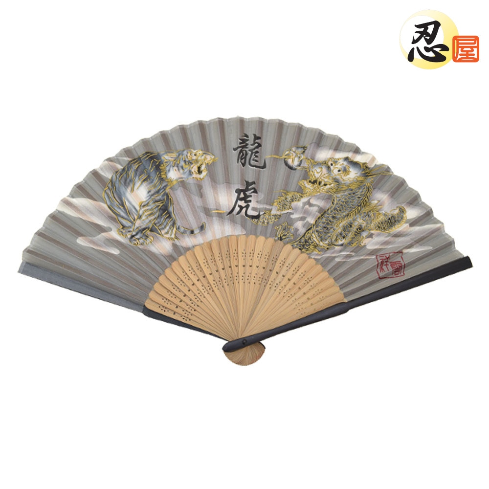 シルク扇子 龍虎-商品画像