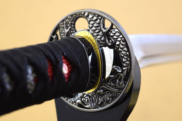 模造刀・大脇差し 古い模造刀脇差。 喰出し鍔】 模造刀 脇差 黒拵え 模擬刀 武具 日本