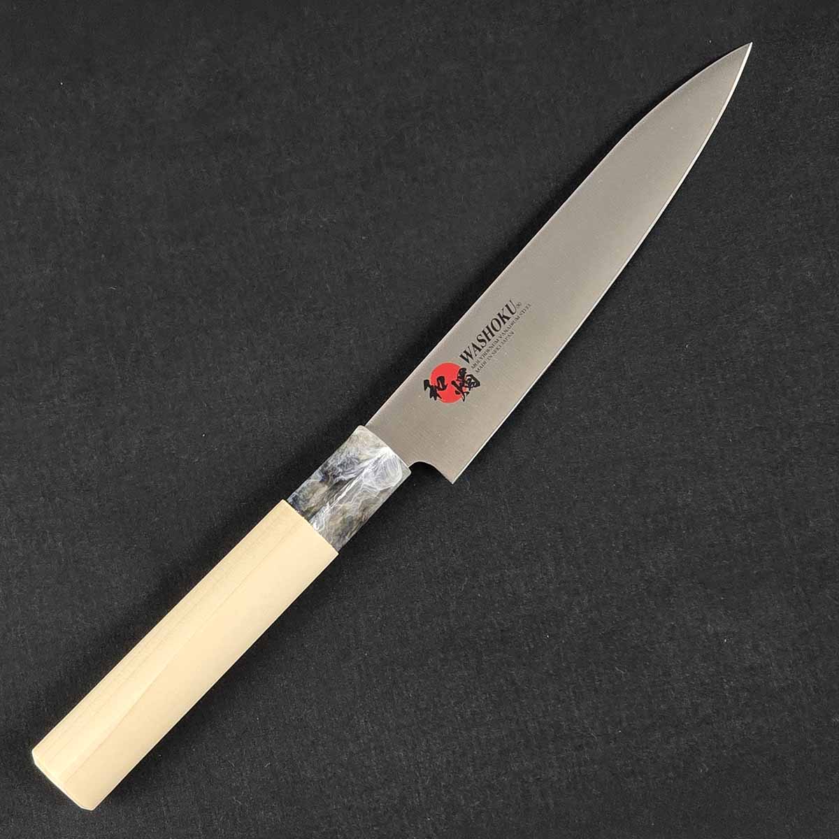 和燭 WASHOKU 包丁 白木柄 マーブル色口金 　刺身/三徳/菜切/ペティナイフ/出刃-商品画像
