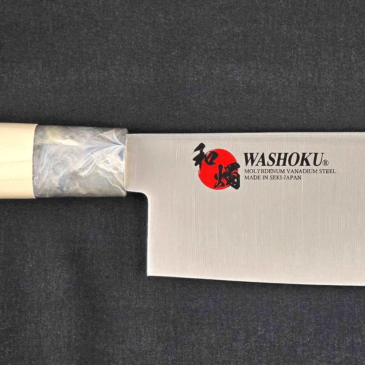 和燭 WASHOKU 包丁 白木柄 マーブル色口金 　刺身/三徳/菜切/ペティナイフ/出刃-商品画像