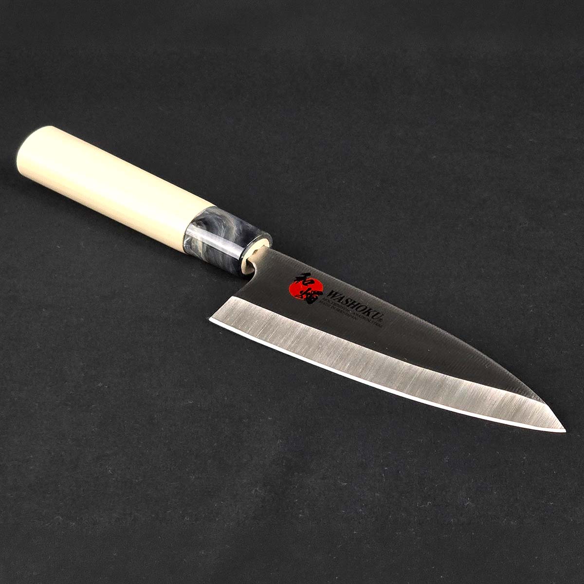 和燭 WASHOKU 包丁 白木柄 マーブル色口金 　刺身/三徳/菜切/ペティナイフ/出刃-商品画像