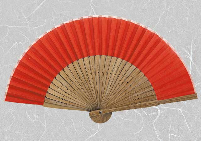 婦人布扇子 ミニ扇無地 オレンジ 扇子箱付-商品画像