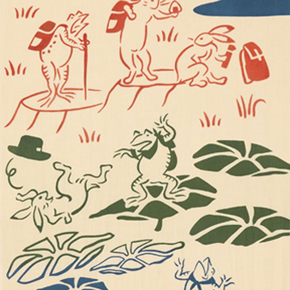 注染手ぬぐい 鳥獣戯画登山 日本製-商品画像