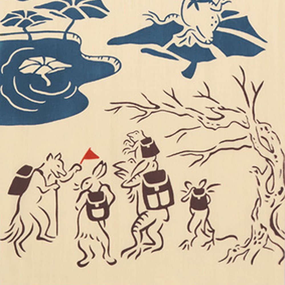 注染手ぬぐい 鳥獣戯画登山 日本製-商品画像