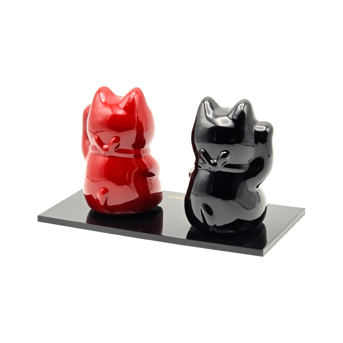 越前漆塗り 招き猫 漆黒・朱   KODAI WORKS-商品画像