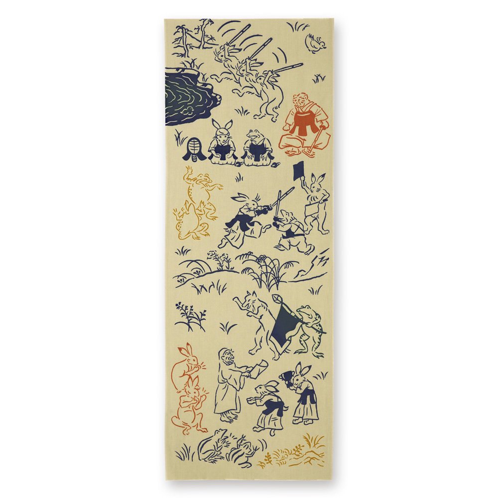 注染手ぬぐい 鳥獣戯画剣道 日本製-商品画像