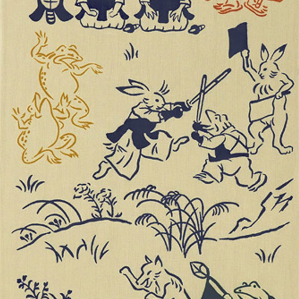 注染手ぬぐい 鳥獣戯画剣道 日本製-商品画像