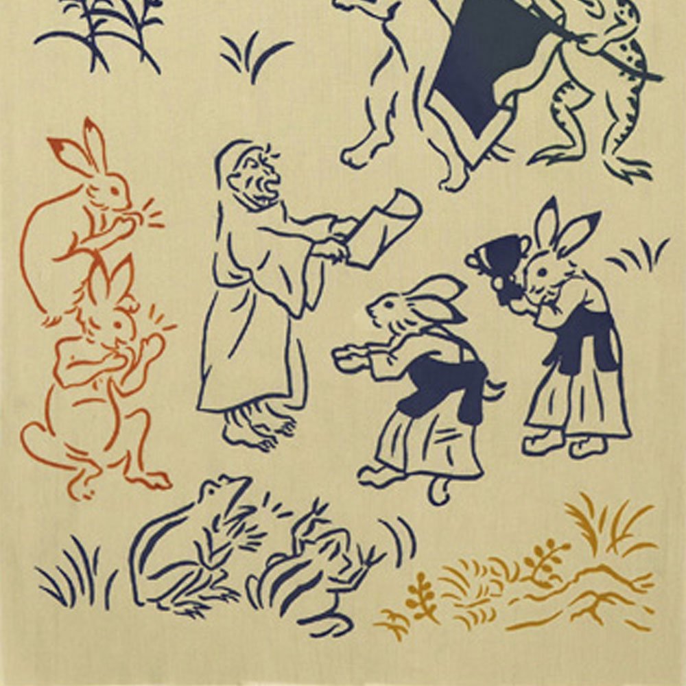 注染手ぬぐい 鳥獣戯画剣道 日本製-商品画像