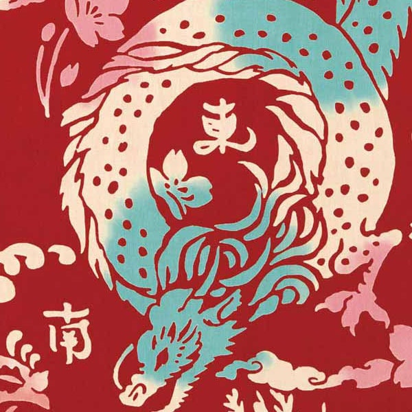 注染手ぬぐい 四神 赤 縁起 日本製-商品画像