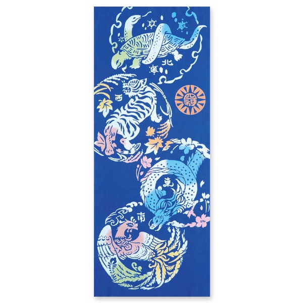 注染手ぬぐい 四神 青 縁起 日本製-商品画像