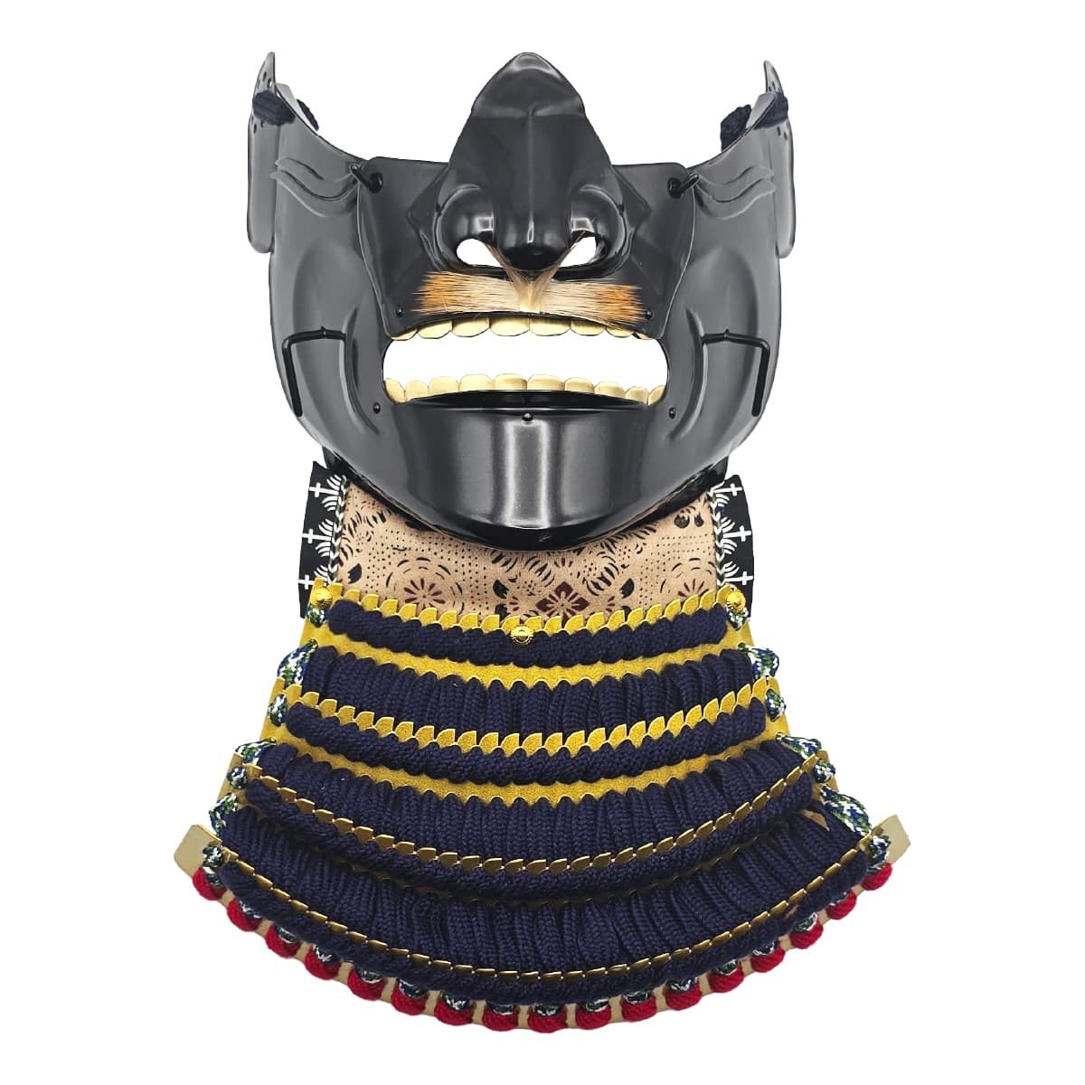 即納品 景光甲冑工房作 鉄製 面頬（めんぽお）黒・金 [ 日本製 甲冑