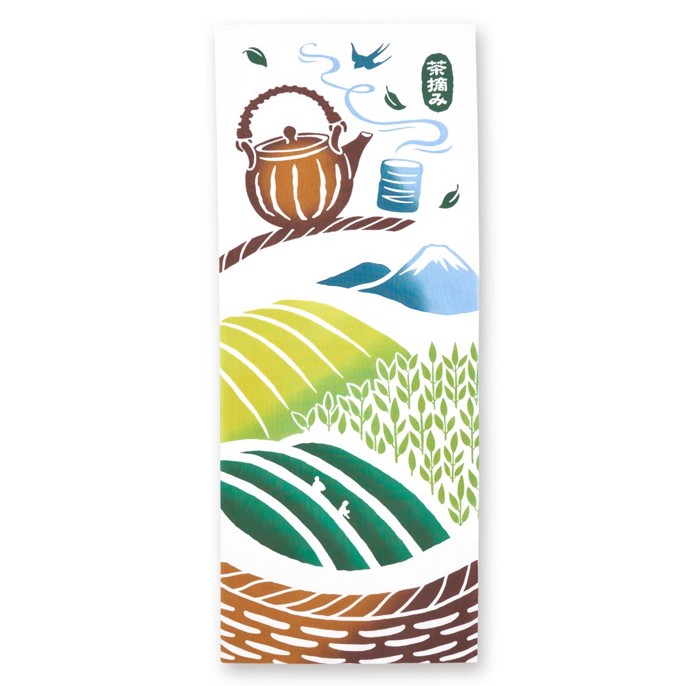 注染手ぬぐい 春の風物詩 茶摘み 日本製-商品画像
