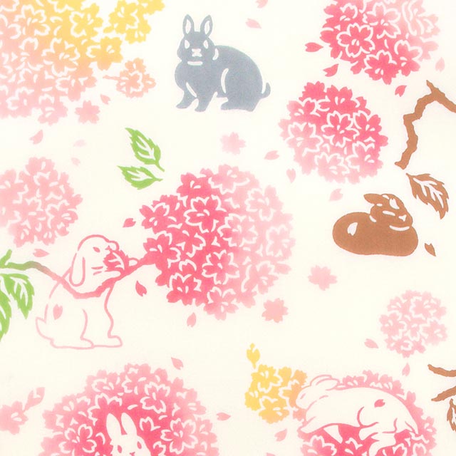 注染手ぬぐい 毬桜とうさぎ さくら 日本製-商品画像