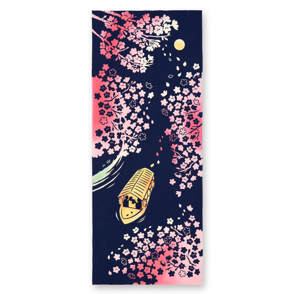注染手ぬぐい さくら 夜桜屋形船 日本製-商品画像