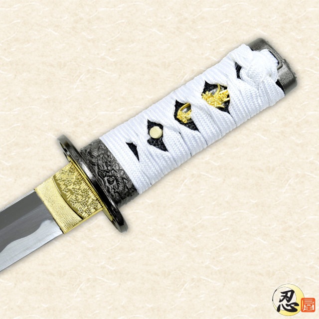懐剣 白金雲鞘 白糸下緒 模造刀-商品画像