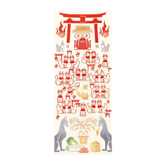注染手ぬぐい 百千狐稲荷 縁起 日本製-商品画像