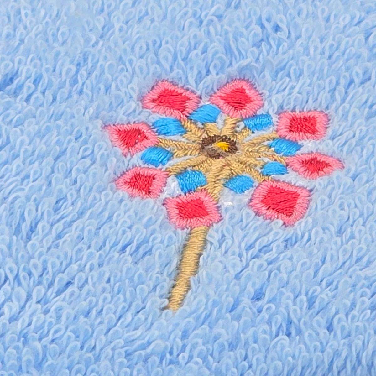オーガニック刺繍タオルハンカチ　かざ車柄-商品画像