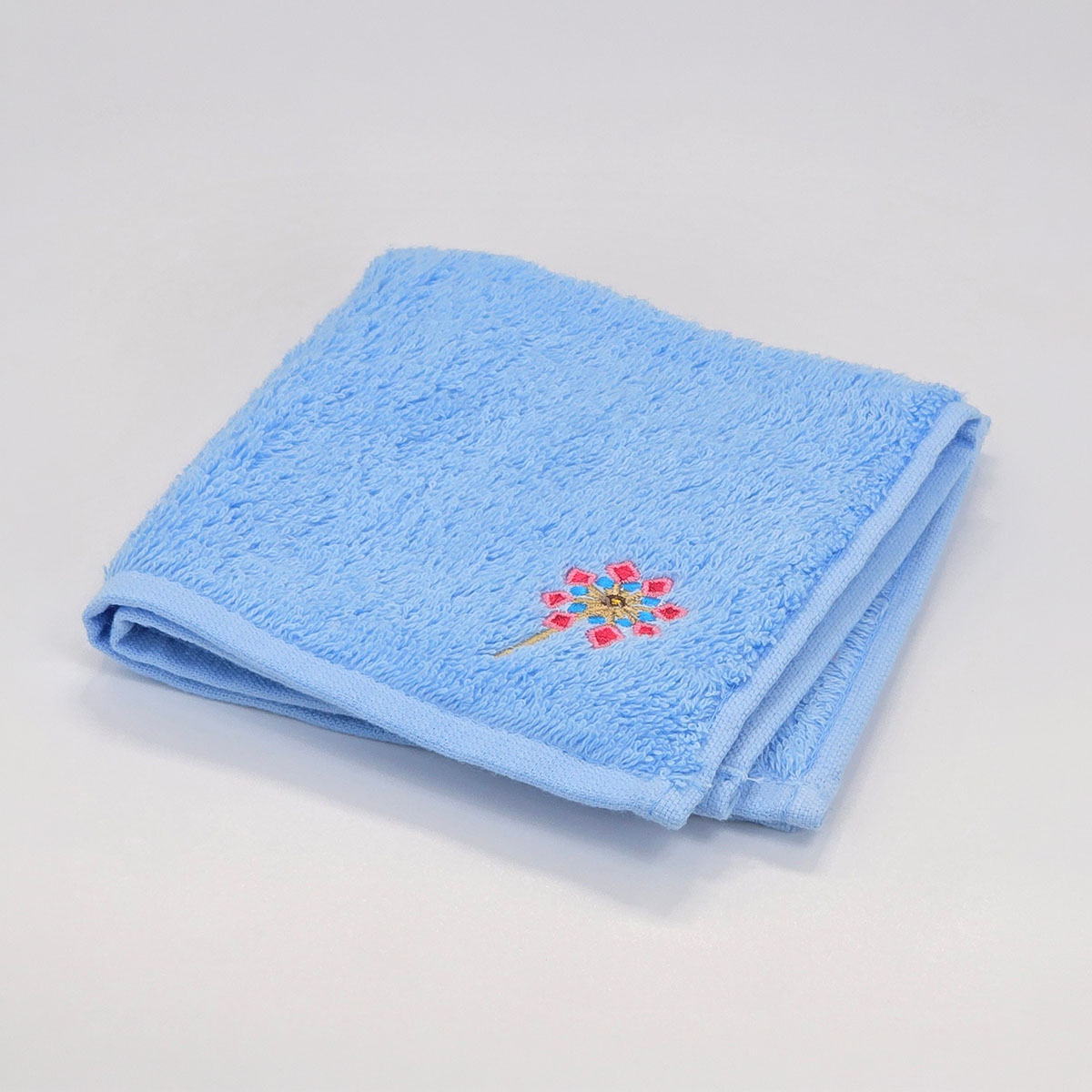 オーガニック刺繍タオルハンカチ　かざ車柄-商品画像