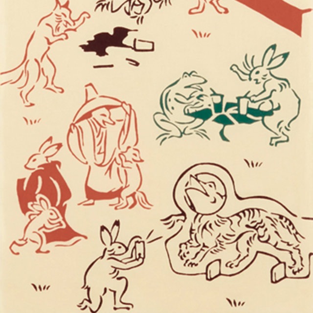 注染手ぬぐい シネマ 鳥獣戯画 日本製-商品画像