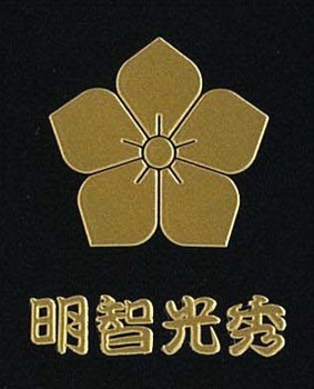 戦国武将蒔絵シール 明智光秀 桔梗 ゴールド-商品画像