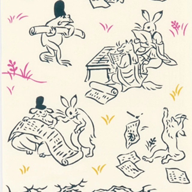 注染手ぬぐい 学校 鳥獣戯画 日本製-商品画像