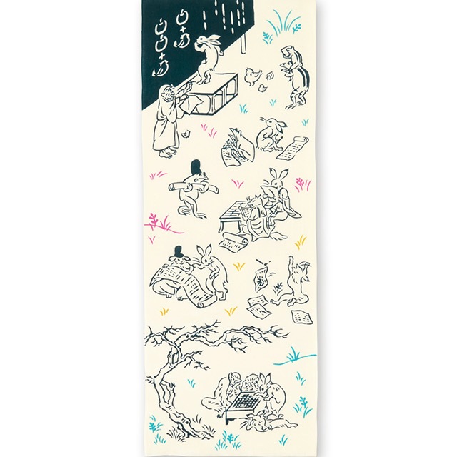 注染手ぬぐい 学校 鳥獣戯画 日本製-商品画像