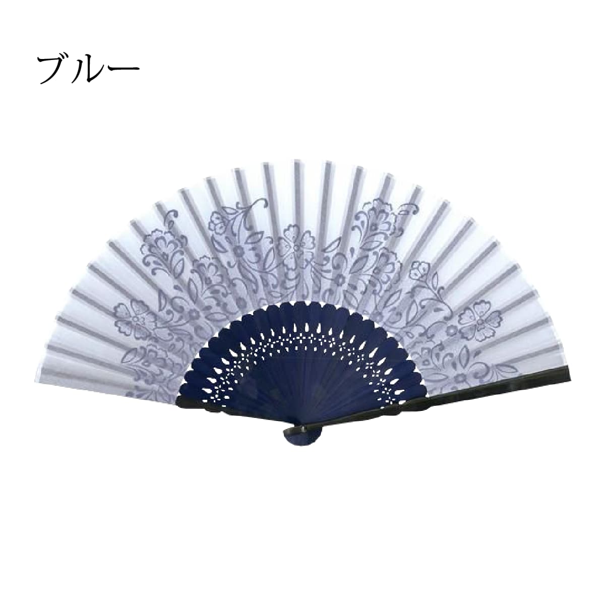 婦人布扇子 クロッシェレース 扇子箱付  ホワイト ブルー ブラック-商品画像