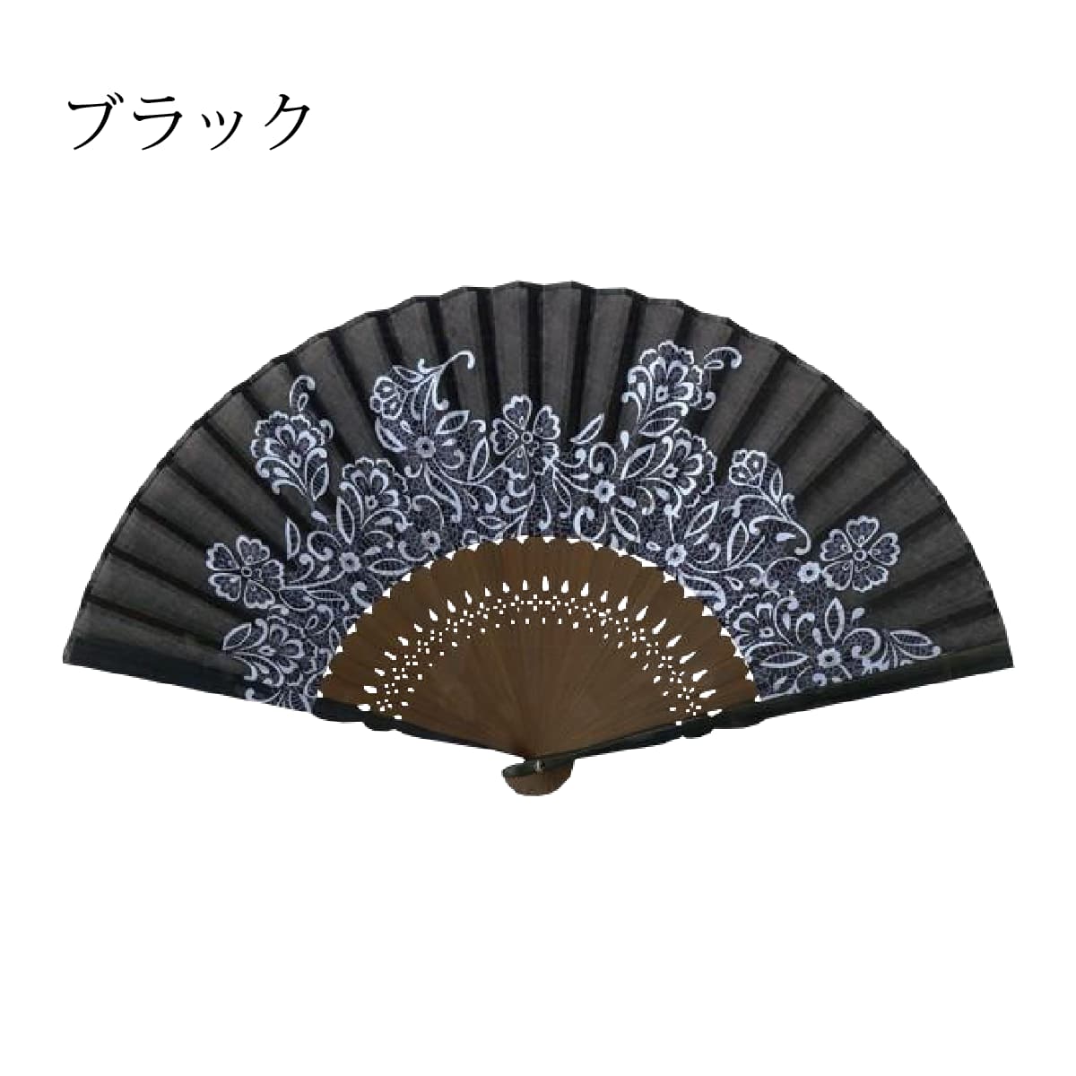 婦人布扇子 クロッシェレース 扇子箱付  ホワイト ブルー ブラック-商品画像