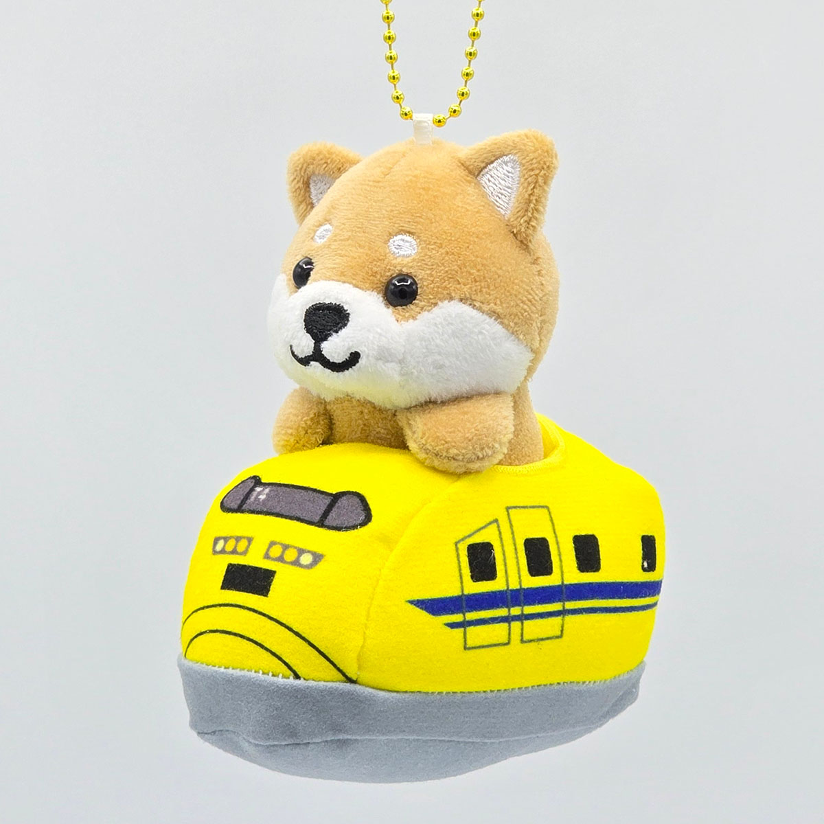 旅するマメしば ドクターイエロー ぬいぐるみボールチェーンキーホルダー-商品画像