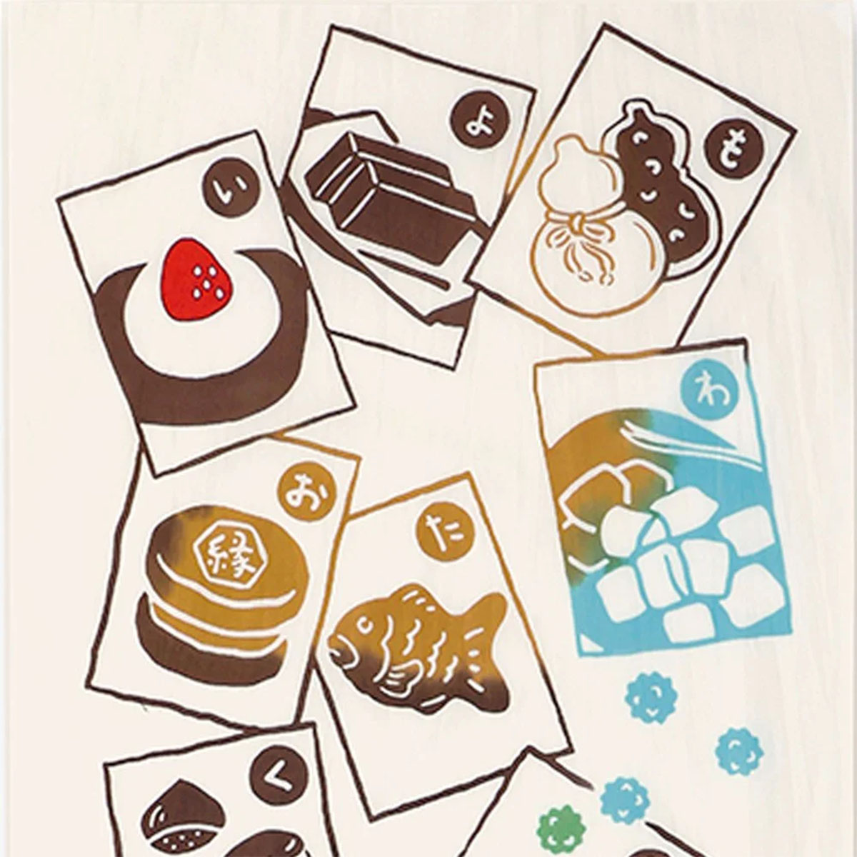 注染手ぬぐい 和楽 和菓子かるた 日本製-商品画像