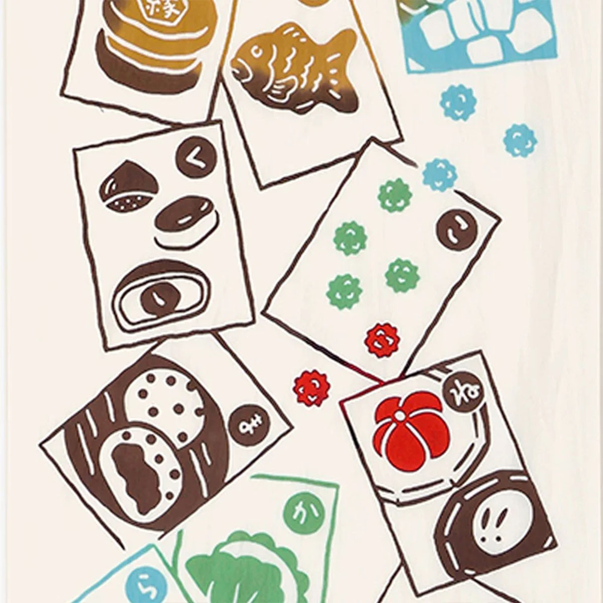 注染手ぬぐい 和楽 和菓子かるた 日本製-商品画像