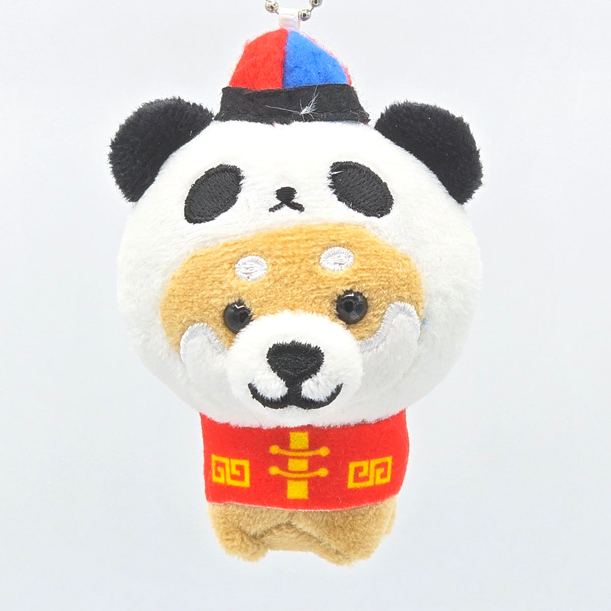 旅するマメしば チャイナ服パンダ ぬいぐるみボールチェーンキーホルダー-商品画像
