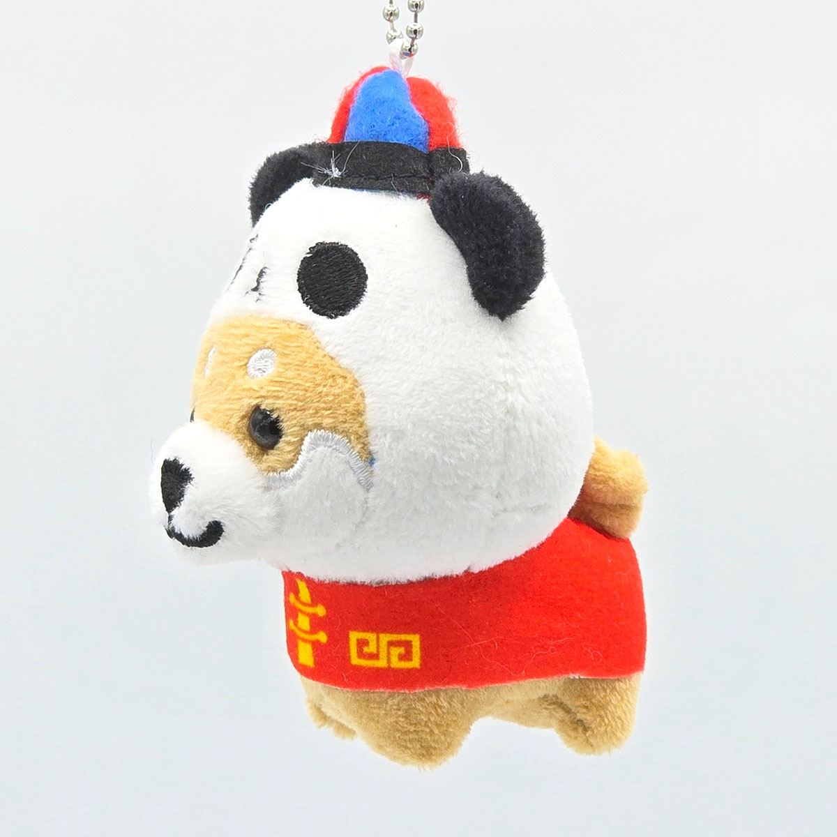 旅するマメしば チャイナ服パンダ ぬいぐるみボールチェーンキーホルダー-商品画像