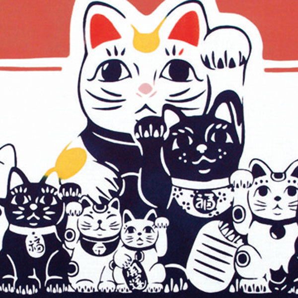 注染手ぬぐい 猫手まねき 縁起 日本製-商品画像