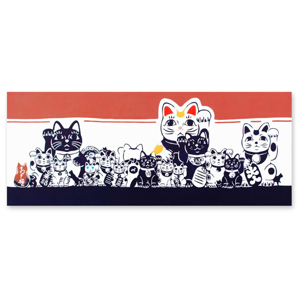 注染手ぬぐい 猫手まねき 縁起 日本製-商品画像