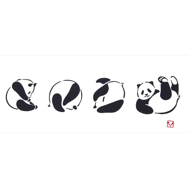 注染手ぬぐい でんぐりぱんだ 生き物 日本製-商品画像