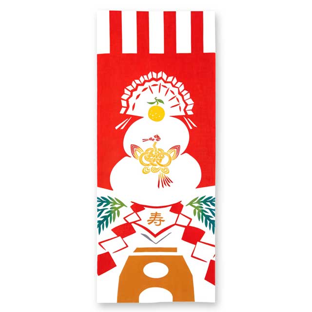 注染手ぬぐい 祝い鏡餅 お正月 日本製-商品画像