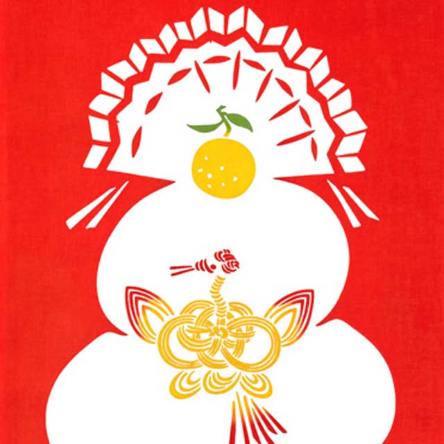 注染手ぬぐい 祝い鏡餅 お正月 日本製-商品画像