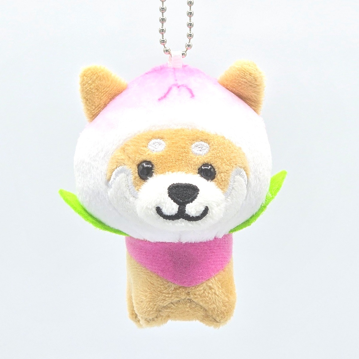 旅するマメしば 中華桃まんじゅう ぬいぐるみボールチェーンキーホルダー-商品画像