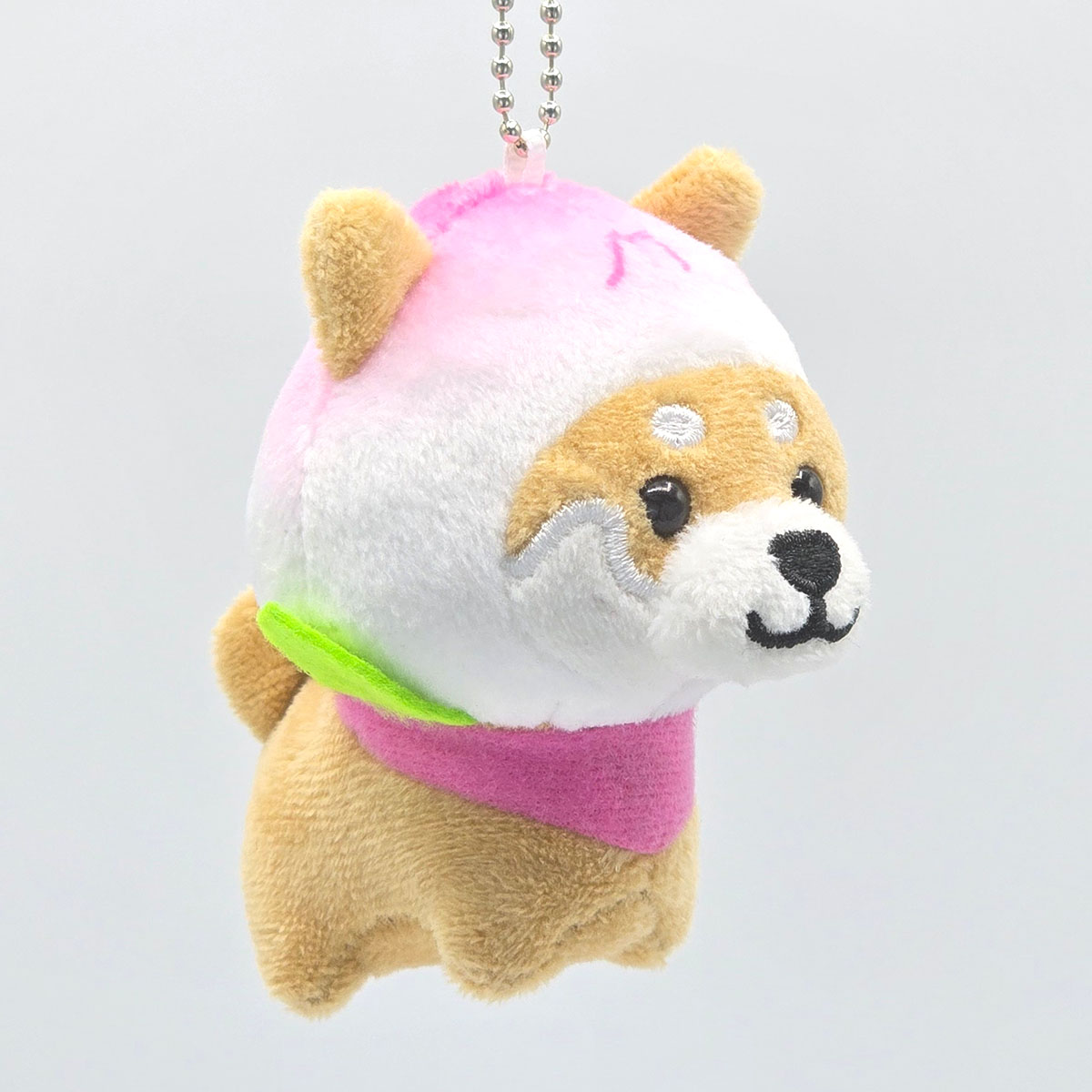 旅するマメしば 中華桃まんじゅう ぬいぐるみボールチェーンキーホルダー-商品画像