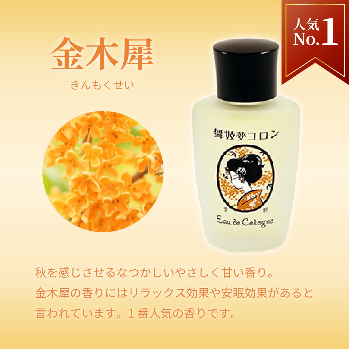 舞妓夢コロン 金木犀 桜 山梔子 柚子 紫式部 グリーンティ 白檀 香水-商品画像