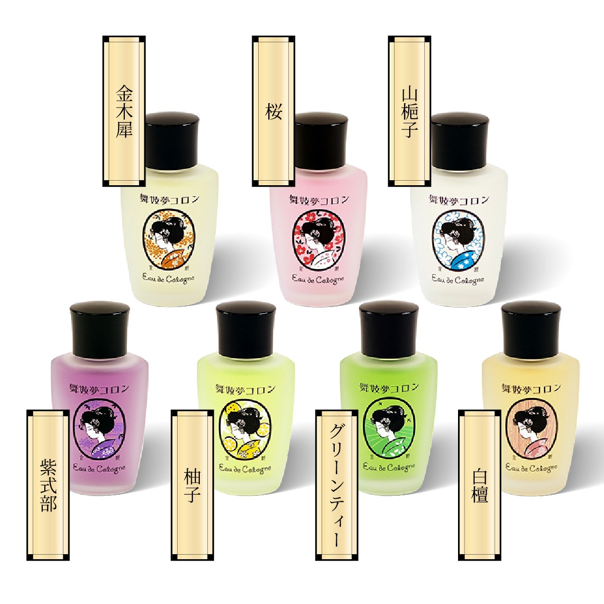 舞妓夢コロン 金木犀 桜 山梔子 柚子 紫式部 グリーンティ 白檀 香水-商品画像