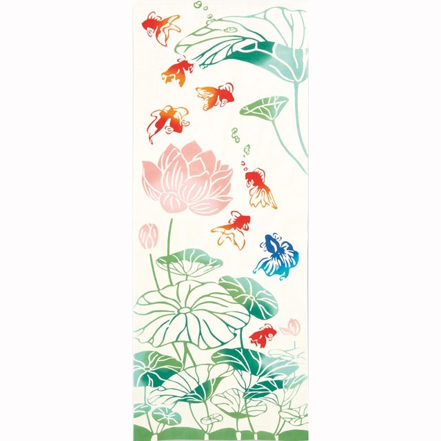 注染手ぬぐい 蓮金魚 夏の風物詩 日本製-商品画像