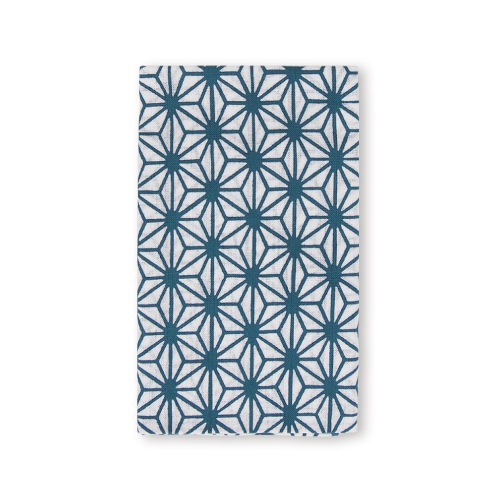 注染小紋手ぬぐい 麻の葉 大 青グリーン-商品画像